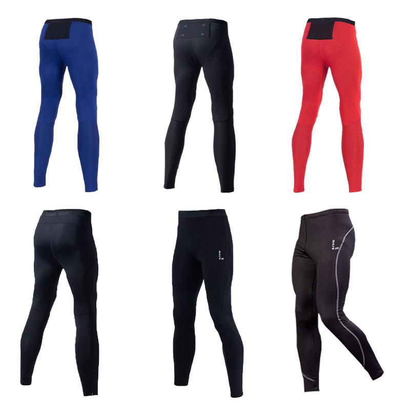 专业运动紧身裤高弹裤比赛训练九分裤秋冬田径跑步健身带拉链长裤