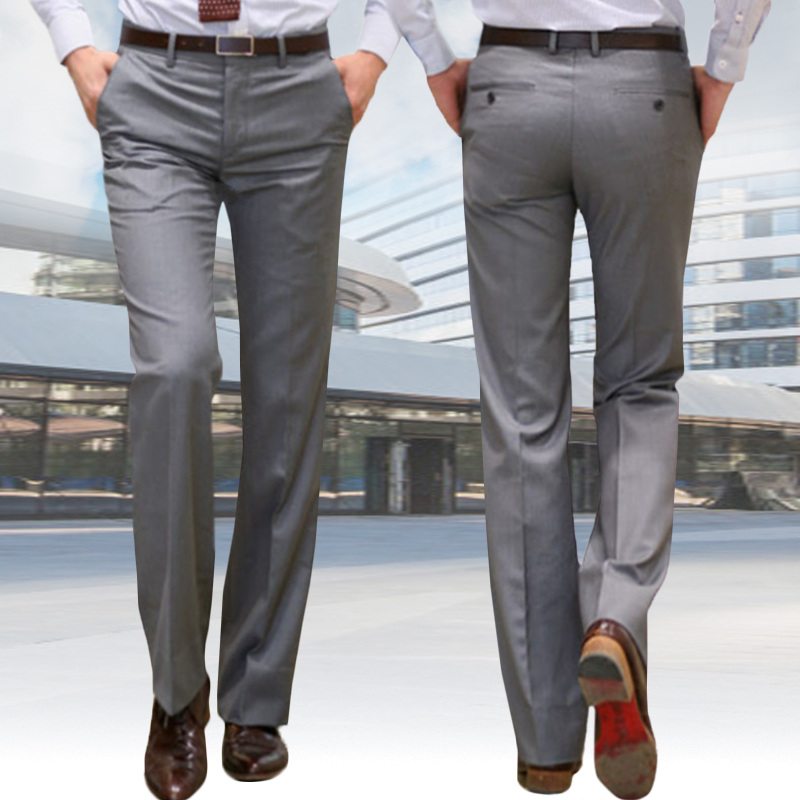 商务韩版直筒男士西裤2020休闲灰色男装西装裤垂感修身免烫长裤