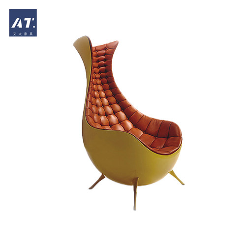 AIVTAI/设计师家具chan YC001玻璃钢头层牛皮老板办公创意躺椅