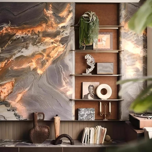 中古风样板房客厅边几摆件高级感电视柜边柜开放格软装装饰品摆件