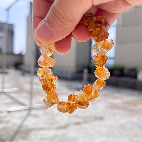 天然水晶手链女黄水晶旺财富