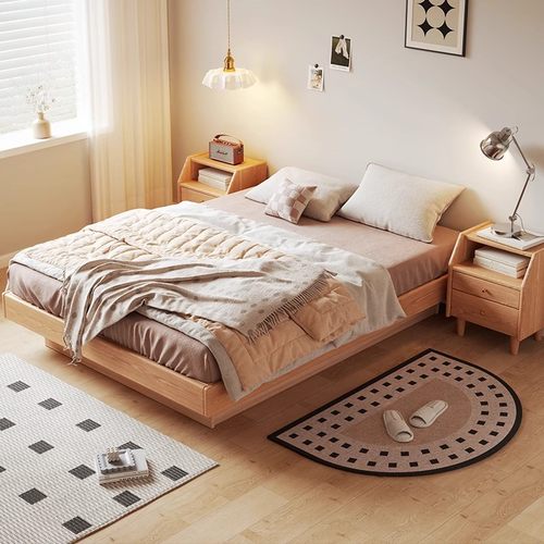 红橡木全实木液压箱体床无床头地台床主卧双人床1米5实木床储物床