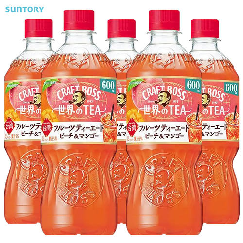 日本进口三得利BOSS桃子芒果味茶饮料600ml*4瓶下午茶饮 期间限定