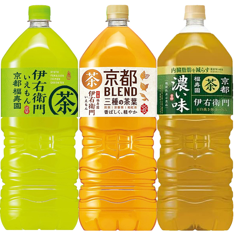 日本进口Suntory三得利乌龙茶饮料伊右卫门绿茶混合茶2L大瓶家庭