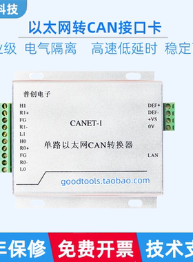 单路智能CAN转以太网适配器工业级CANET-I  流量6500帧/S兼容ZLG