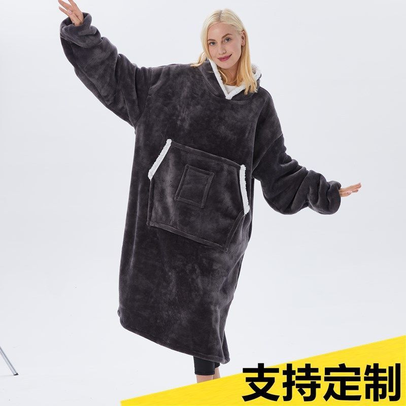 跨境懒人毯H oodie huggle hoodie法兰绒卫衣tv电视毯连帽懒人服