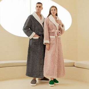oversize pajamas nightgown couple跨境欧美加长大码睡衣袍情侣