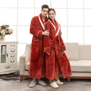 oversize pajamas nightgown couple跨境欧美加长大码睡衣袍情侣