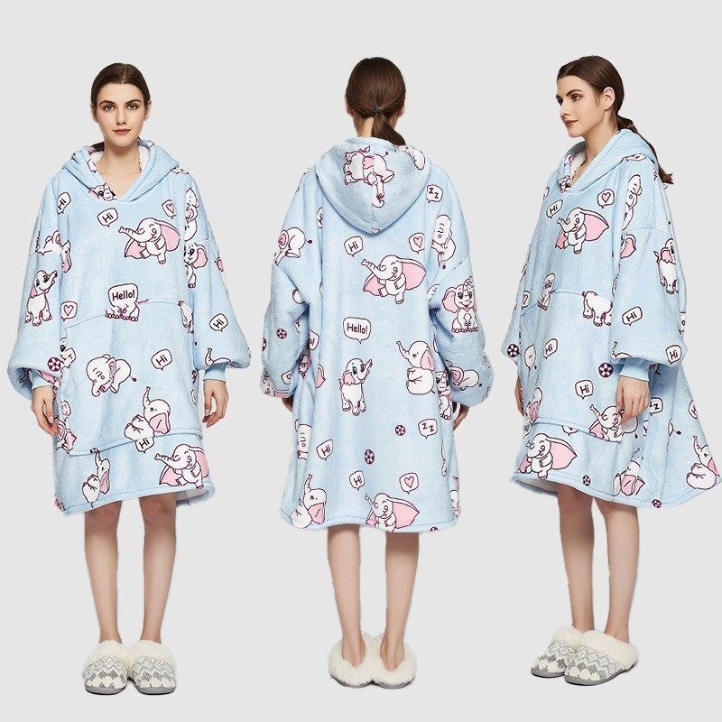 H oodie blanket hoodie couple澳洲卫衣欧美法兰绒懒人毯情侣款