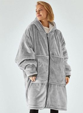 H oodie blanket hoodie oversized wearable couple澳洲跨境毛毯