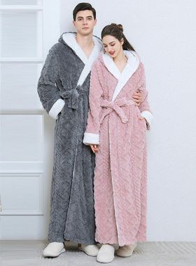 temu pajamas nightgown couple跨境连帽睡袍情侣家居服睡衣浴袍