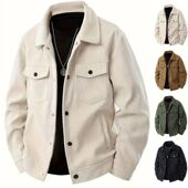 clothes coat shirt欧美跨境亚马逊灯芯绒外套男翻领长袖 mens 衫