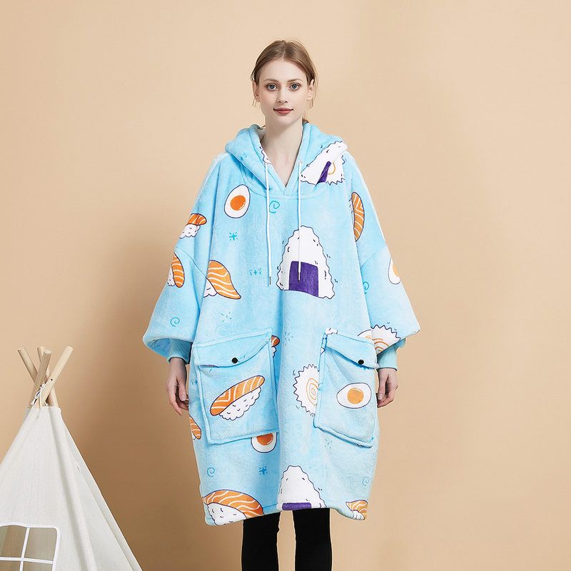 H oodie blanket hoodie TV blanket couple men跨境懒人毯连帽衫
