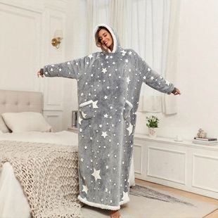 h oodie oversized wearable blanket加厚长跨境可穿毛毯卫衣情侣