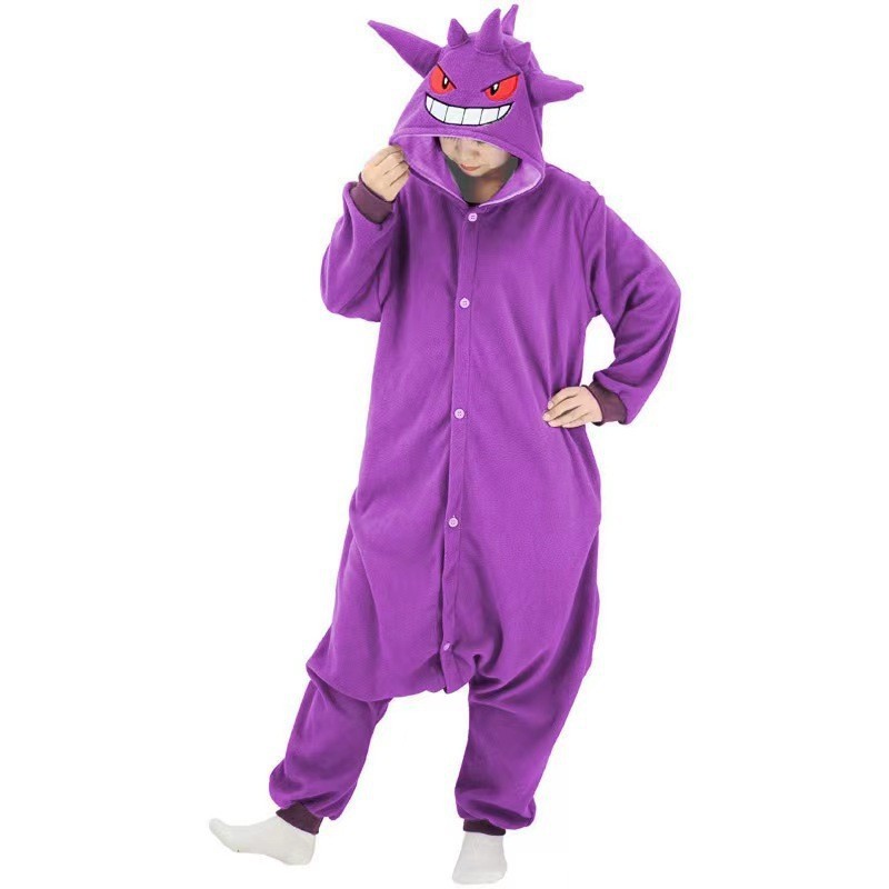 Halloween cosplay costume pajamas Gengar法兰绒连体睡衣家居服