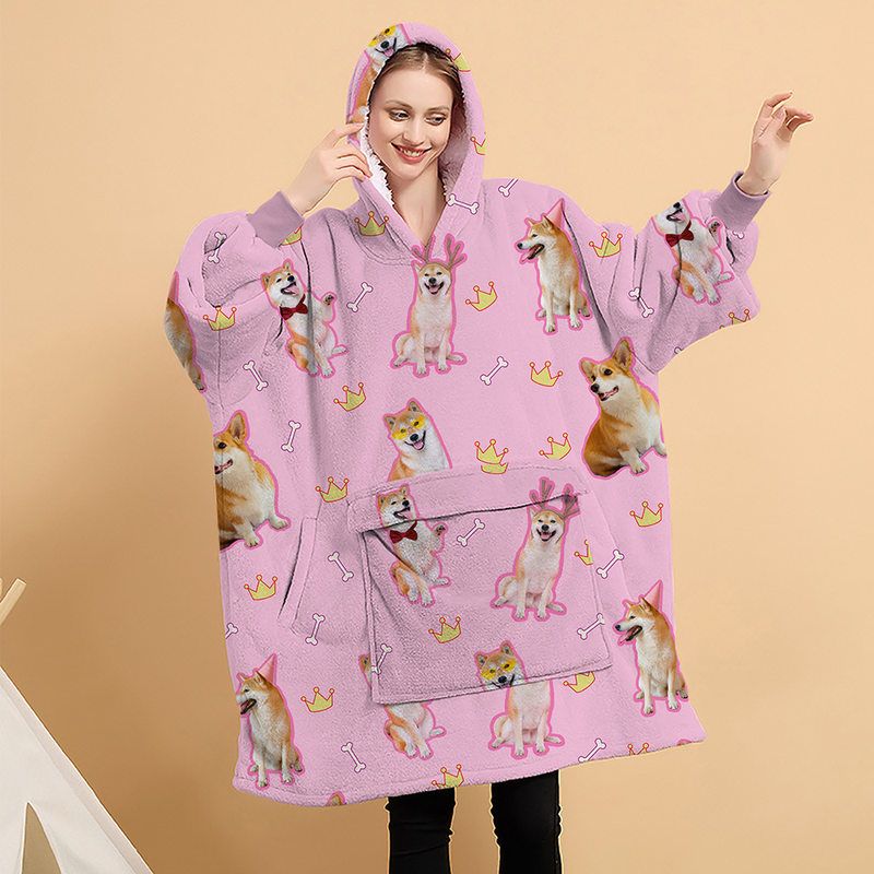 H oodie blanket hoodie couple澳洲懒人毯连帽卫衣法兰绒家居服