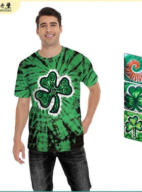 爱尔兰绿帽子节圣帕特里克节服装跨境party tshirt mens clothes