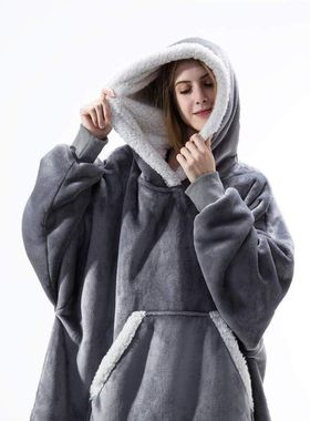 huggle H oodie blanket hoodie澳洲跨境懒人毯卫衣法兰绒防寒服