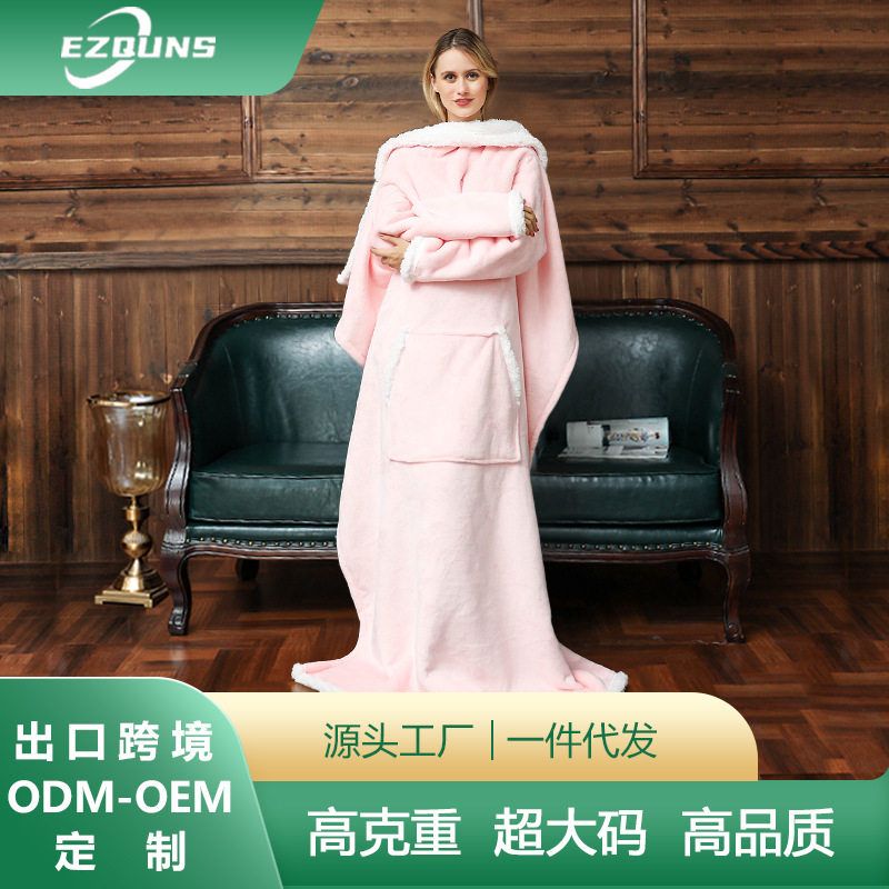 H oodie blanket hoodie couple亚马逊澳洲大码懒人毯法兰绒卫衣