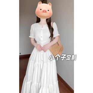 150小矮个子高级感衬衫连衣裙女夏季高端法式气质长裙收腰中长款