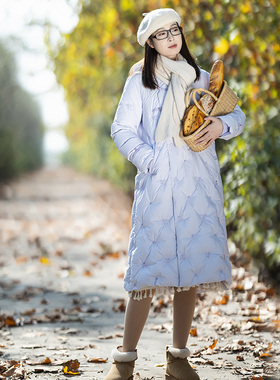 【风信丁香】复古精致绣花羽绒服女长款冬季加厚保暖连帽偏襟外套