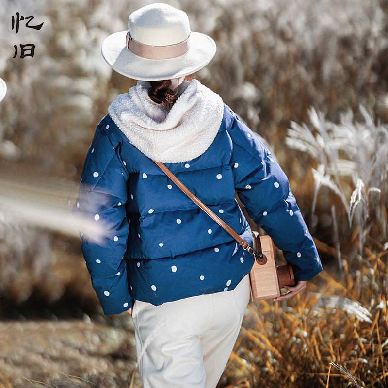 圆领直筒羽绒服女短款单排扣外套