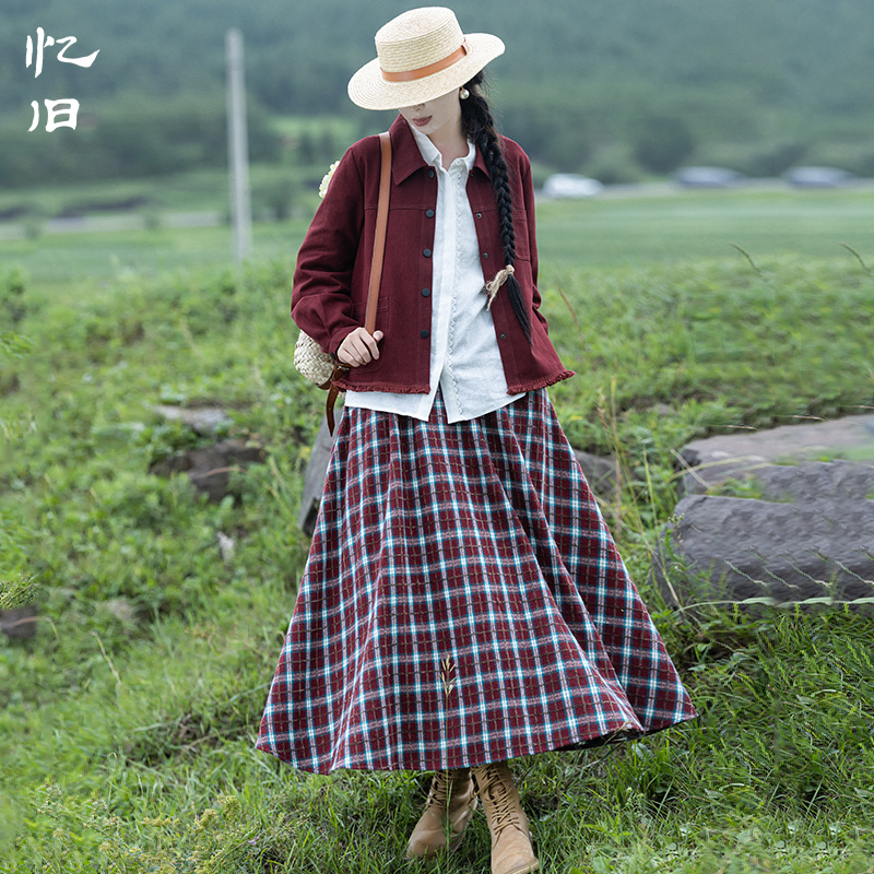 牛仔棉短外套半身裙女秋季套装