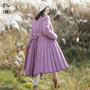 258元 白鸭绒裙摆式 区 新款 外套 复古圆领轻薄羽绒服女2025冬季