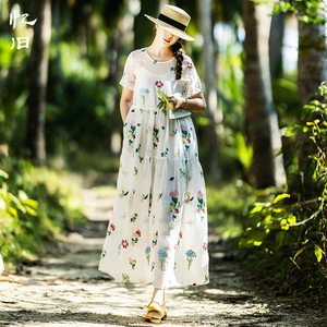 5折【森林之歌】清新白色连衣裙女春夏季2026新款气质刺绣长裙子