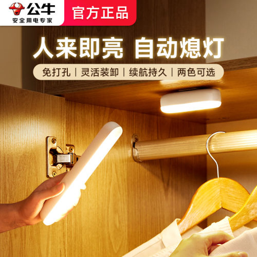 公牛感应衣柜灯可充电免打孔