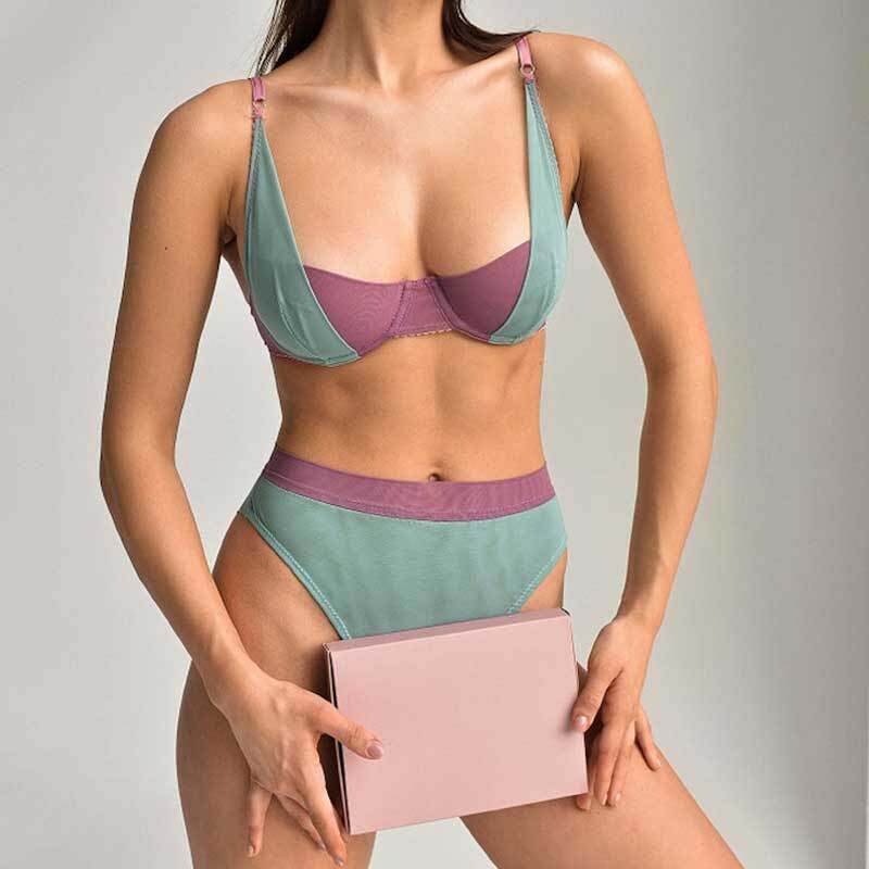 欲超薄法式蕾丝内衣套装