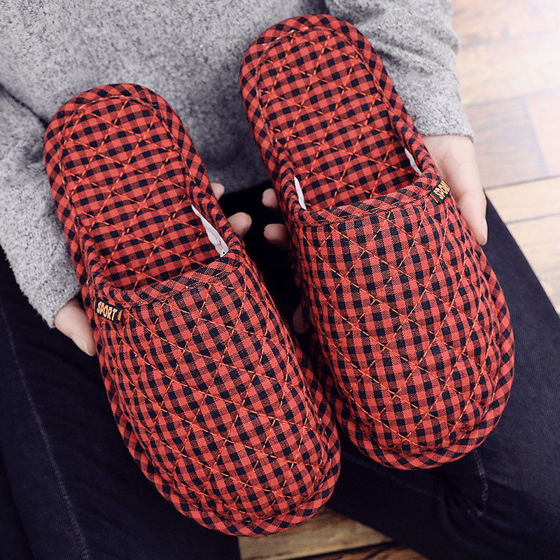 日式风新款地砖静音软底棉拖鞋