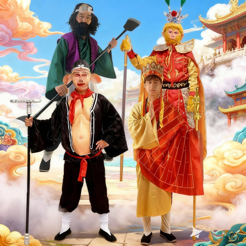 成人西游记师徒四人齐天大圣孙悟空演出服猪八戒套装唐僧沙僧服装