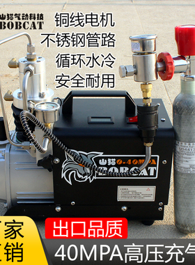 山猫电动高压打气机30mpa 高压充气泵40mpa 小型单缸水冷打气机筒