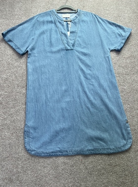 德单ZH 26夏季新款 浅蓝色天丝牛仔洗水连肩袖宽松慵懒直筒连衣裙