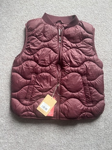 欧单H 女生秋季新款 酒红色柔软马甲 新雪丽棉服背心外套