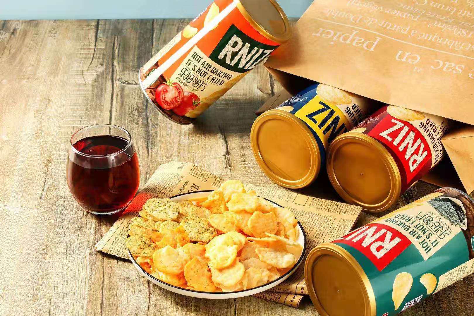 品冠园乐焙薯片106g番茄海苔烧烤海盐四味罐装薯片