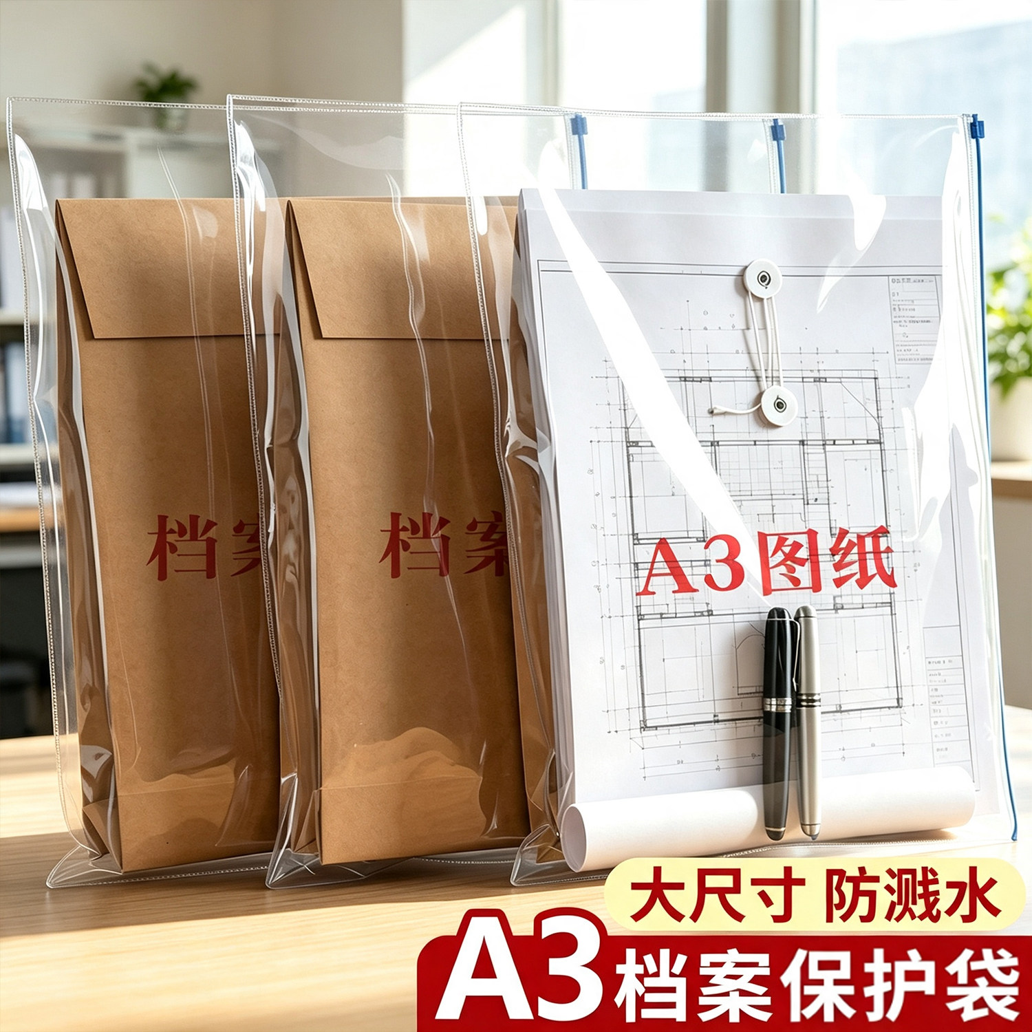a3透明文件袋加厚防水档案收纳袋图片