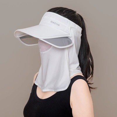 防晒帽女大帽檐口罩一体冰丝空顶