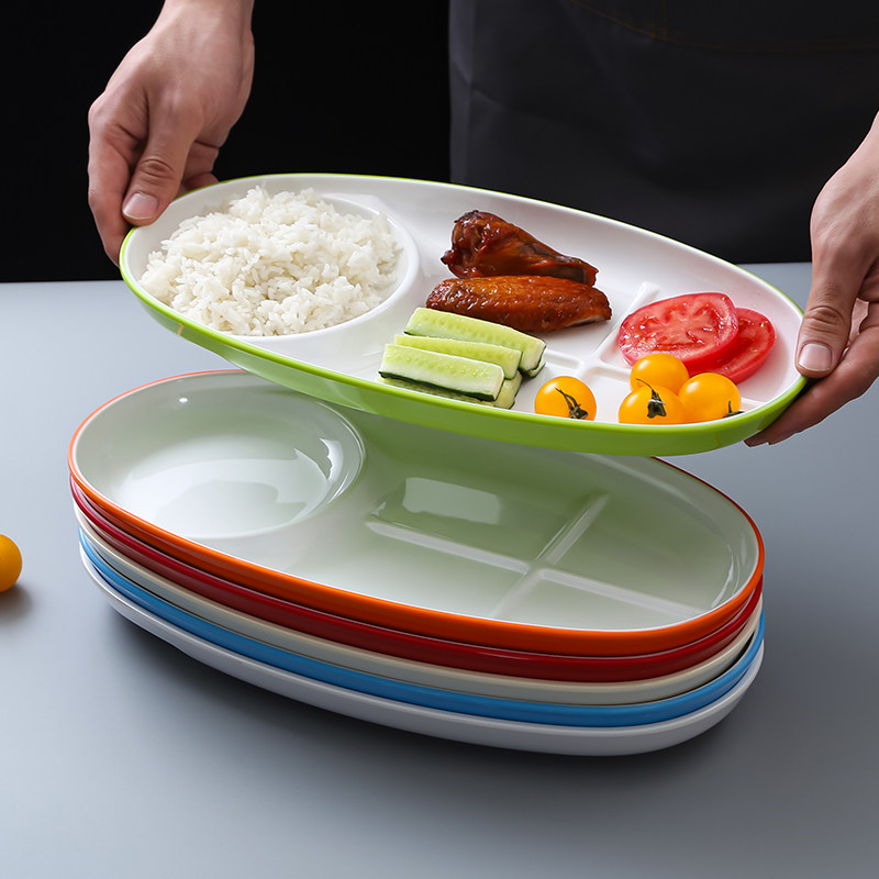 大米先生同款自助称重快餐盘商用密胺餐具专用学校食堂餐饮盘子