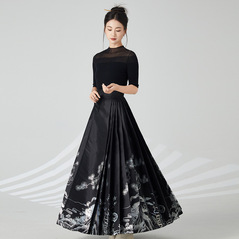 原创织金马面裙泠栖塘显瘦