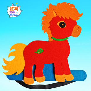 马年头饰十二生肖帽子儿童新年舞台表演道具手工头套diy小马帽子