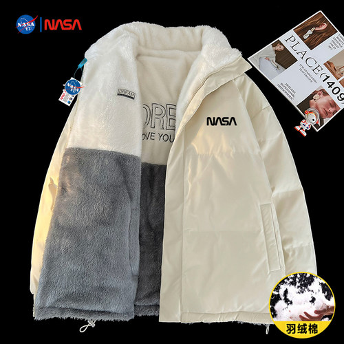 【反季一折】羊羔绒羽绒棉服男女双面穿潮牌宽松情侣大码棉衣棉袄