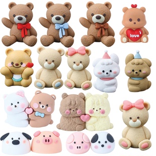 情人节软胶小动物系列主题情侣生日惊喜纪念日蛋糕装饰摆件装扮