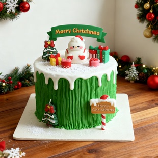 新款圣诞快乐白色软胶小胖雪人蛋糕装饰摆件Merry Christmas插牌