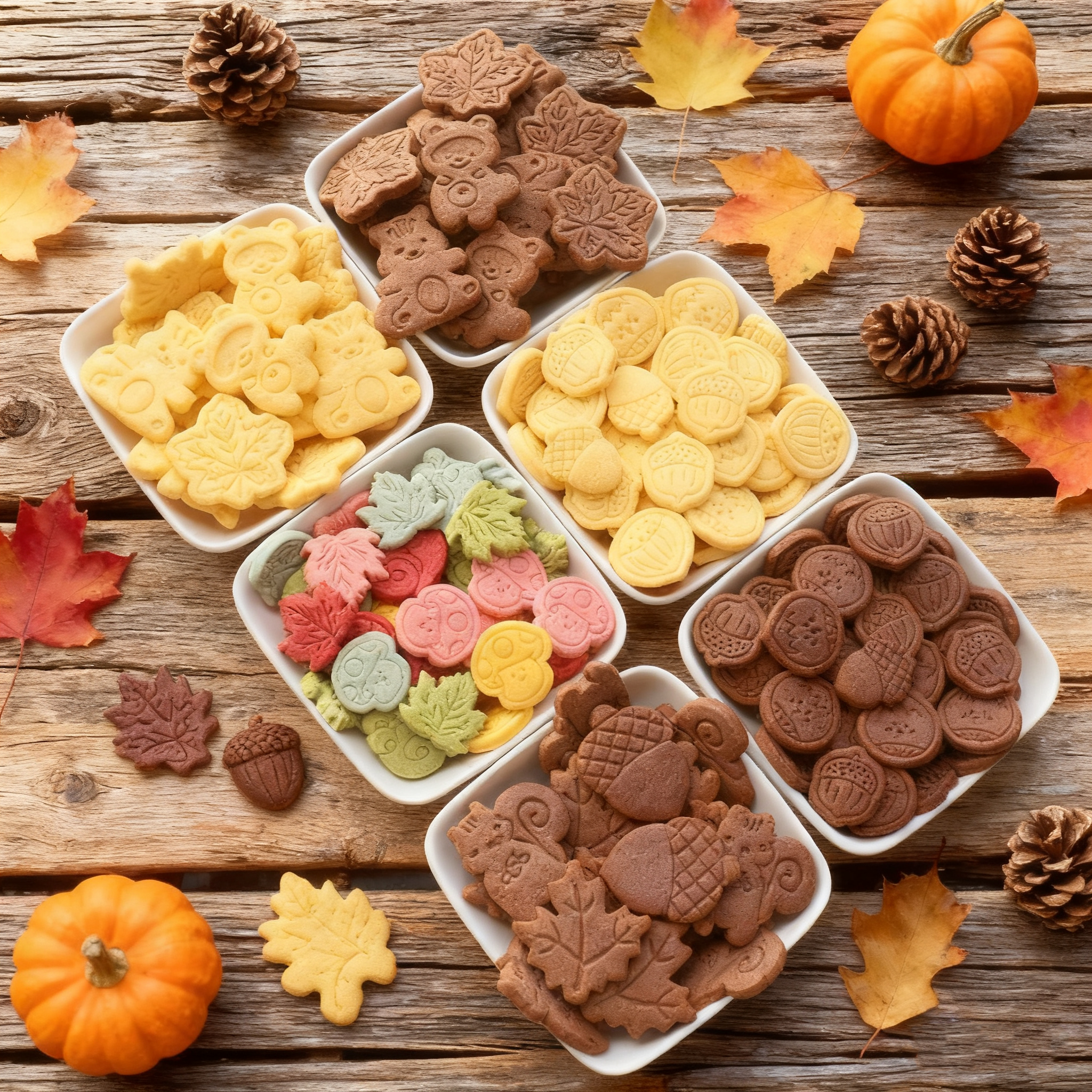 秋季栗子系列松鼠造型饼干主题小蛋糕装饰小浣熊小蘑菇饼干点缀