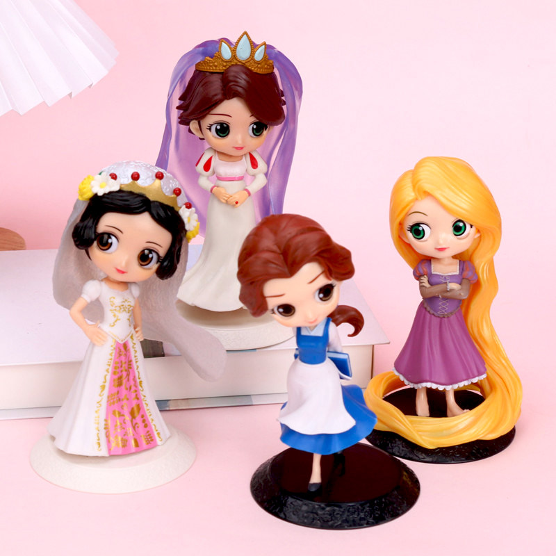 蛋糕装饰摆件新款长发贝儿白雪乐佩婚纱公主卡通儿童女孩生日配件