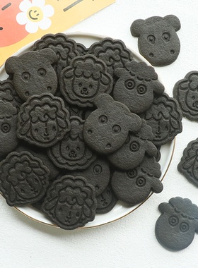 动画片小羊肖恩造型可可味黑色饼干蛋糕冰淇淋儿童生日烘焙摆件