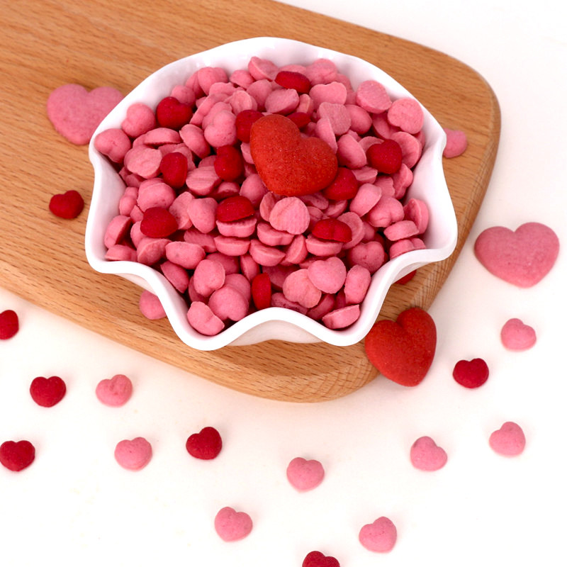 蛋糕装饰迷你红色爱心饼干情人节创意粉色小桃心冰淇淋甜品摆件