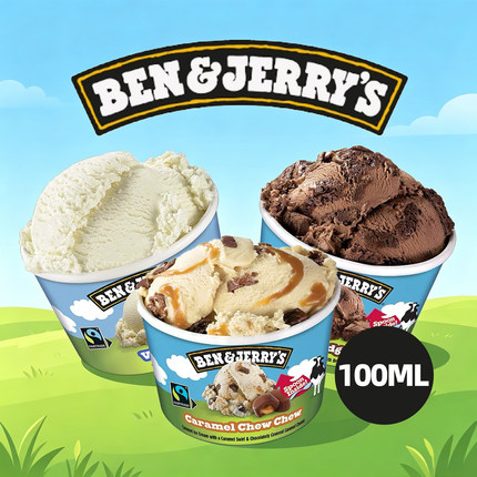 【6杯】Ben&jerry's本杰瑞冰淇淋杯100ml布朗尼巧克力冰激凌雪糕